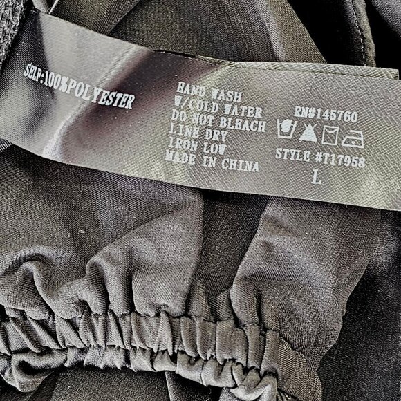 Camellia Black Layered Flounce Crop Top Womens L Tie Spaghetti Straps Polyester - Picture 9 of 9